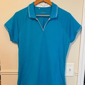 adidas Women's Teal Athletic Polo with White Trim